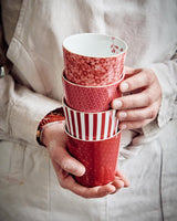 Royal Stripes Dark Pink Handleless Mug & Tea Tip Set