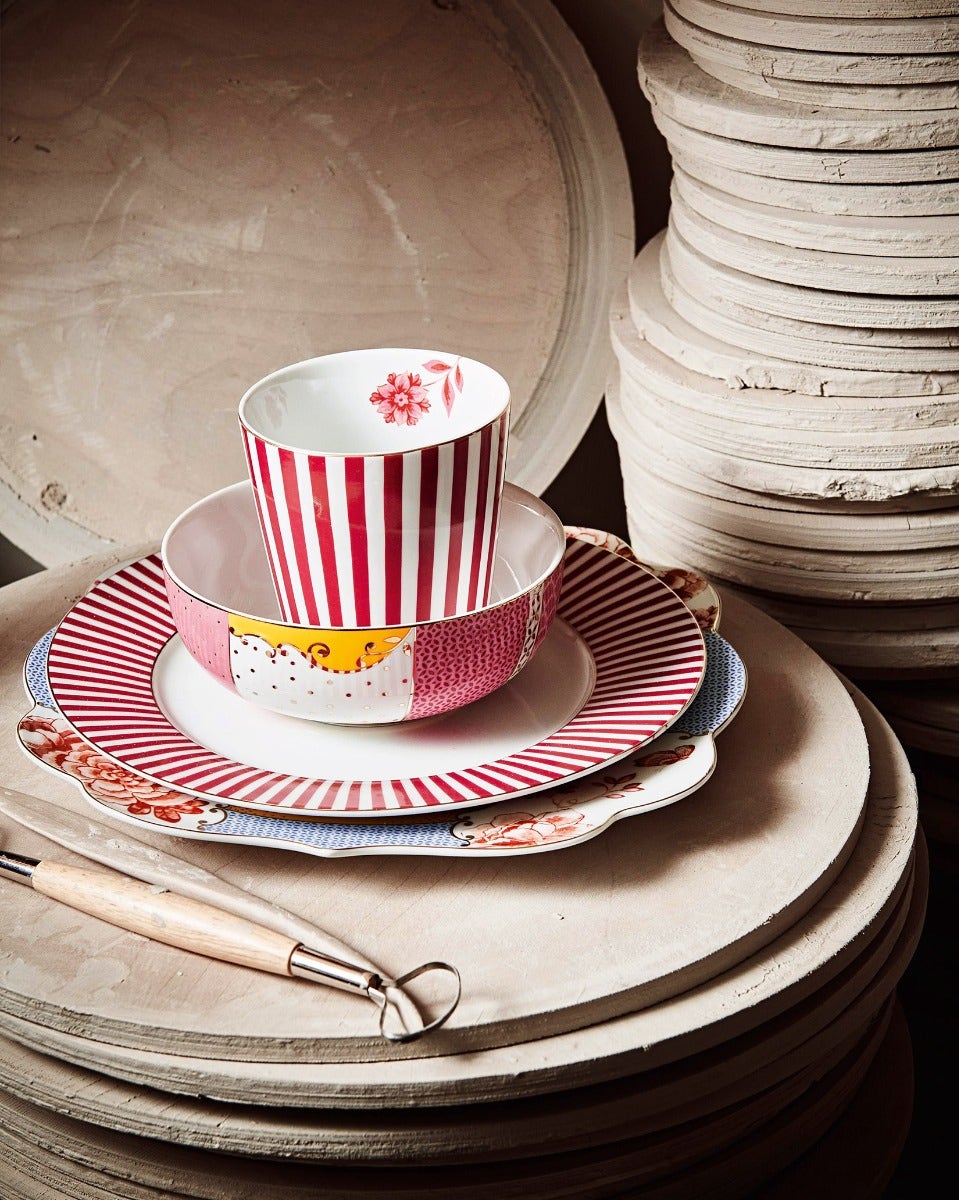 Royal Stripes Dark Pink Handleless Mug & Tea Tip Set