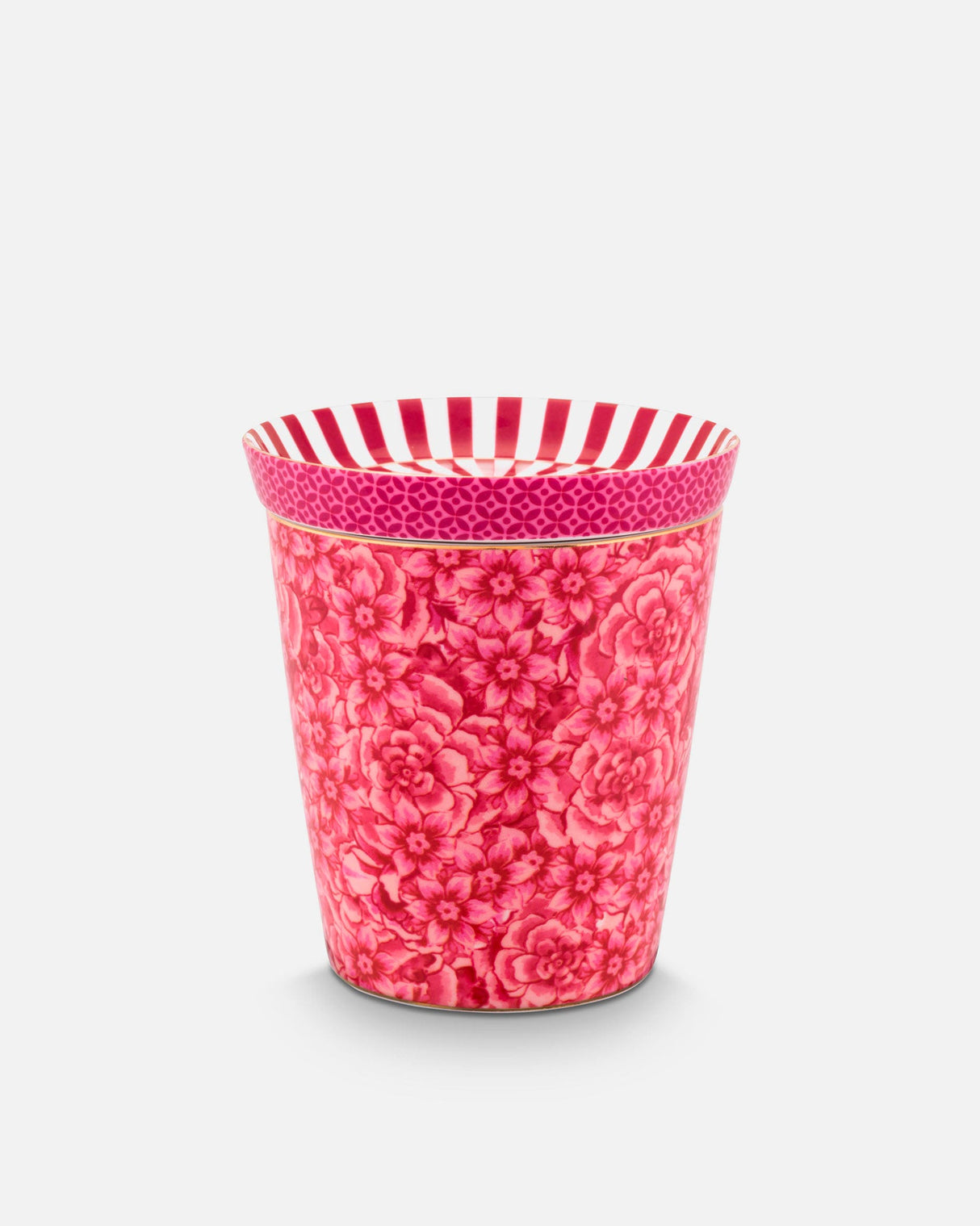 Royal-Stripes-Dark-Pink-Flower-Handleless-Mug-Tea-Tip-Set