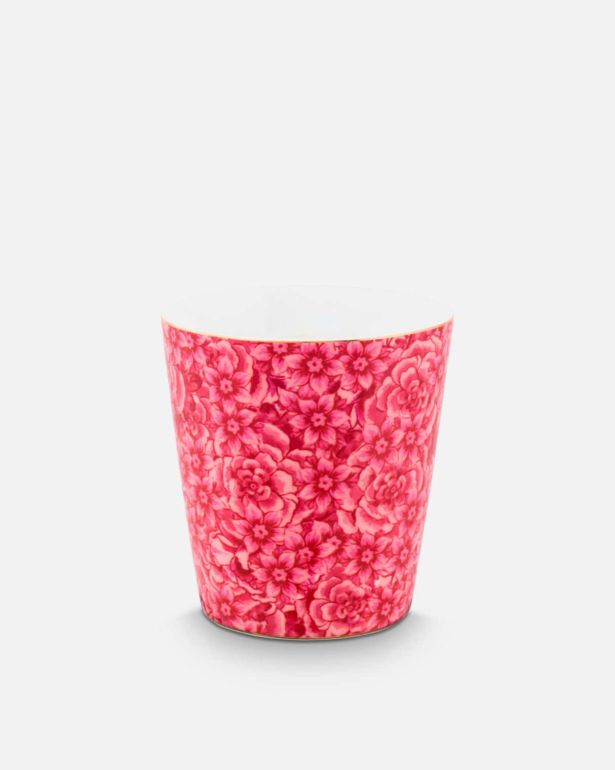 Royal Stripes Dark Pink Flower Handleless Mug & Tea Tip Set