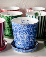 Royal Stripes Blue Flower Handleless Mug & Tea Tip Set