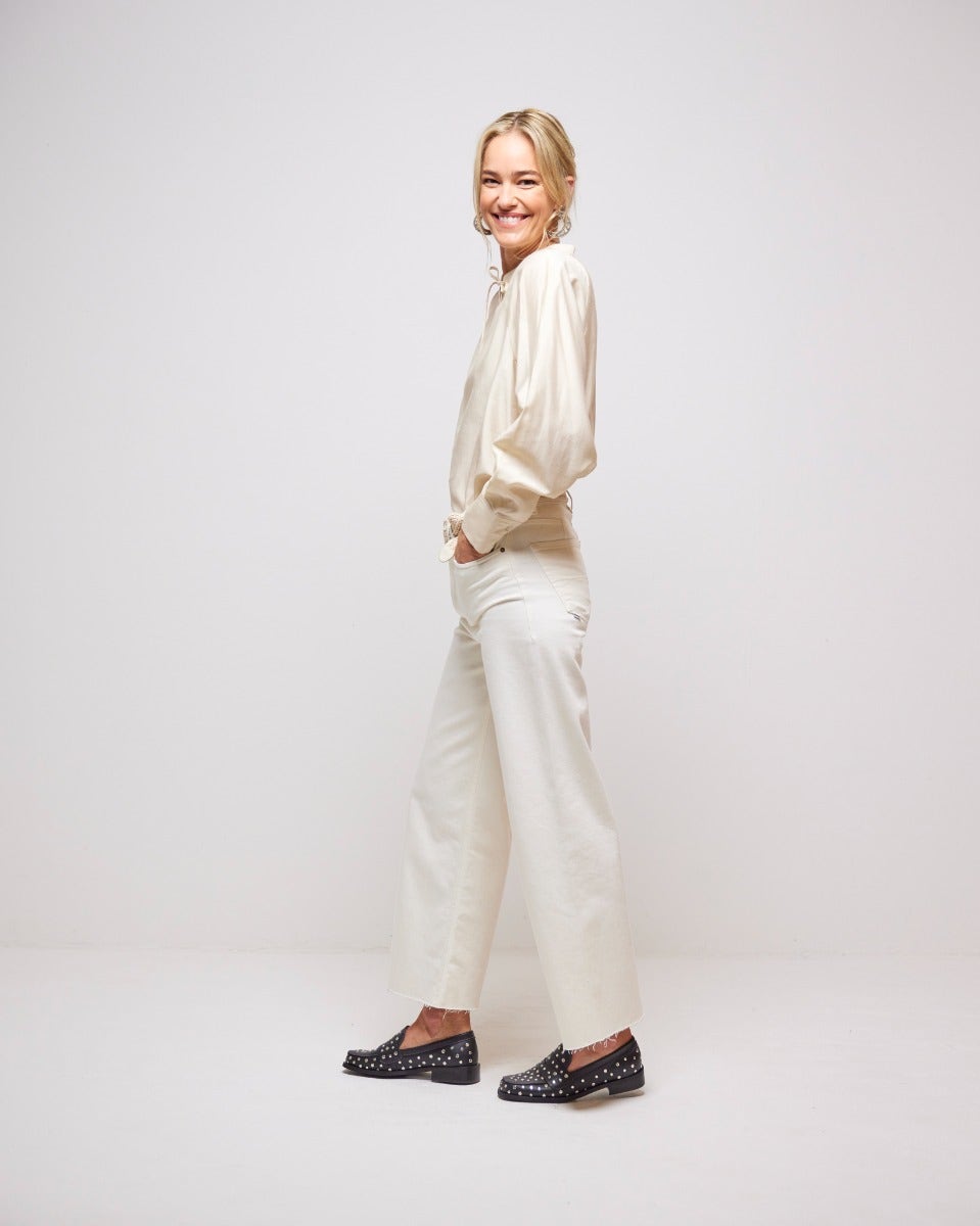 Summer Sand Vee Keyhole Tie Blouse