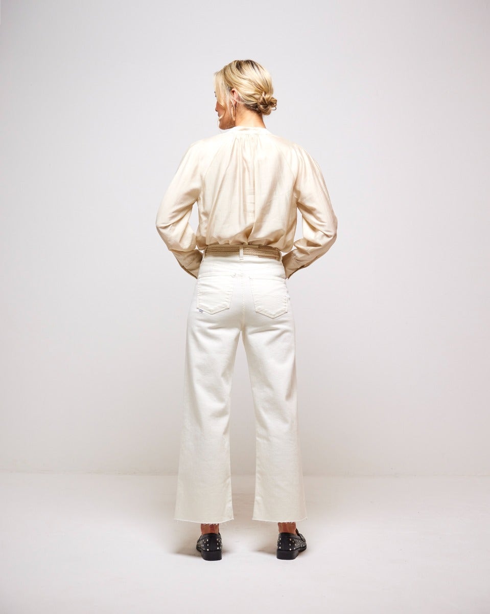 Summer Sand Vee Keyhole Tie Blouse