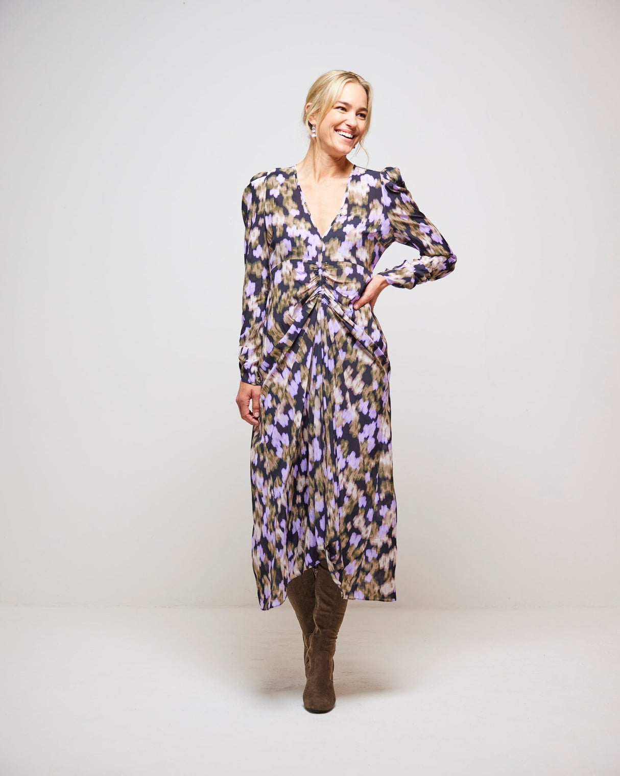 Black Cast Floral Print Maxi Dress