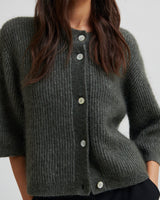 Green Andrea Rib Knit Cardigan