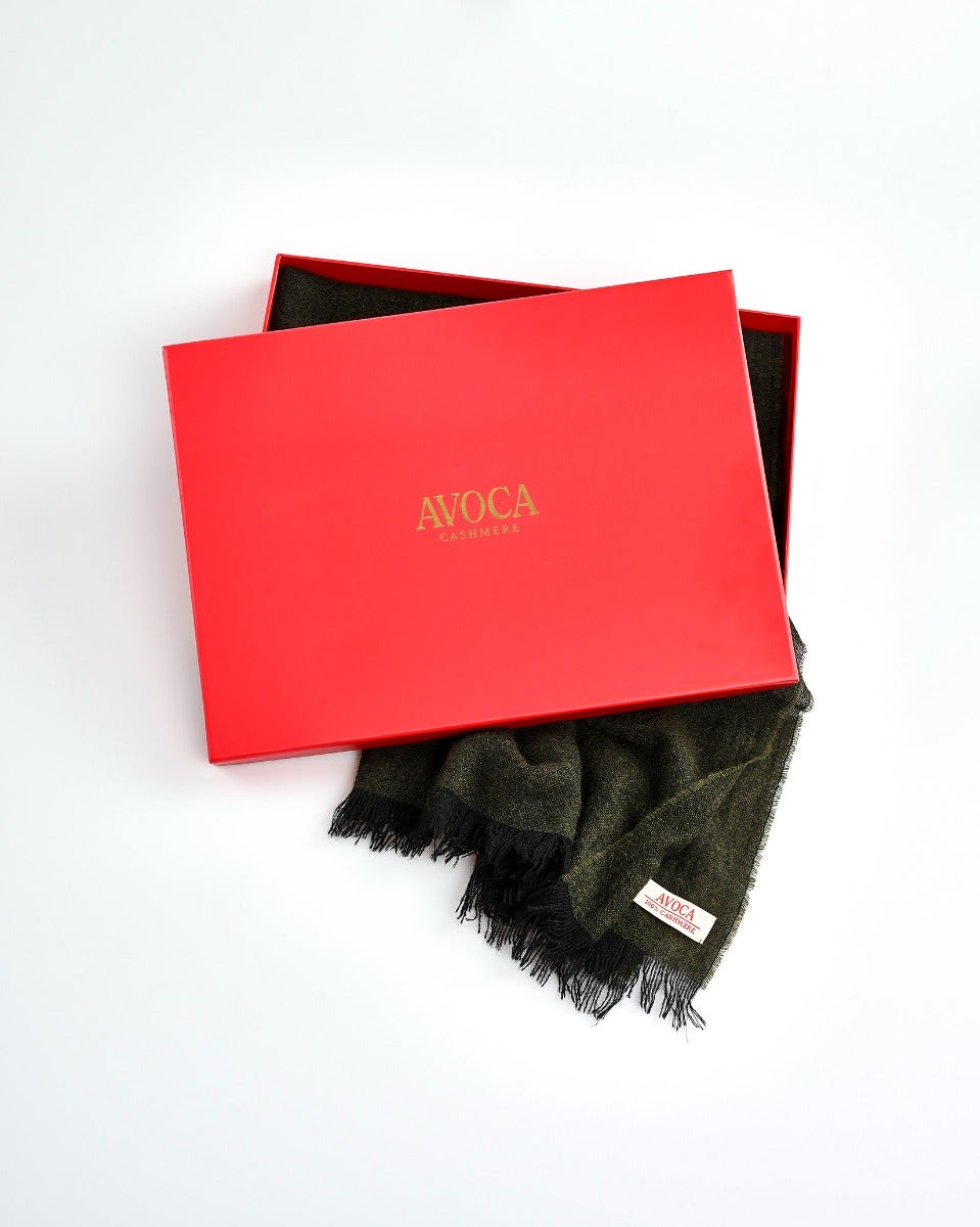 Green Black 100% Cashmere Scarf