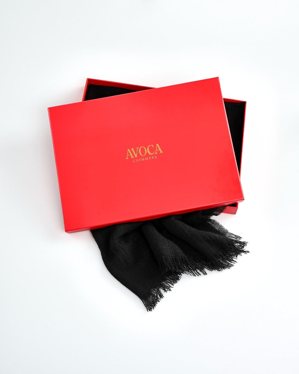 True Black 100% Cashmere Scarf