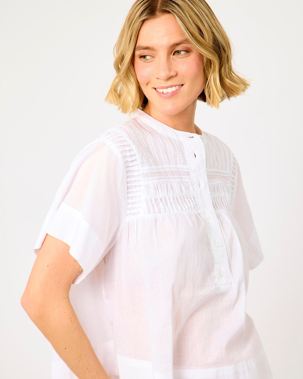 White Maise Cotton Pintuck Blouse