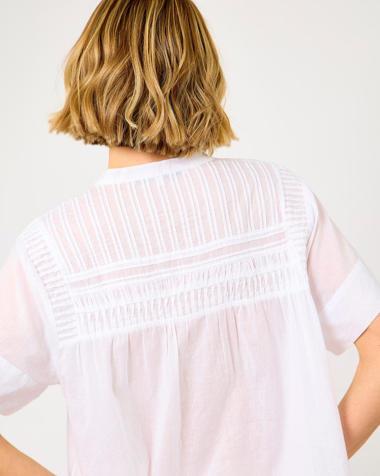 White Maise Cotton Pintuck Blouse