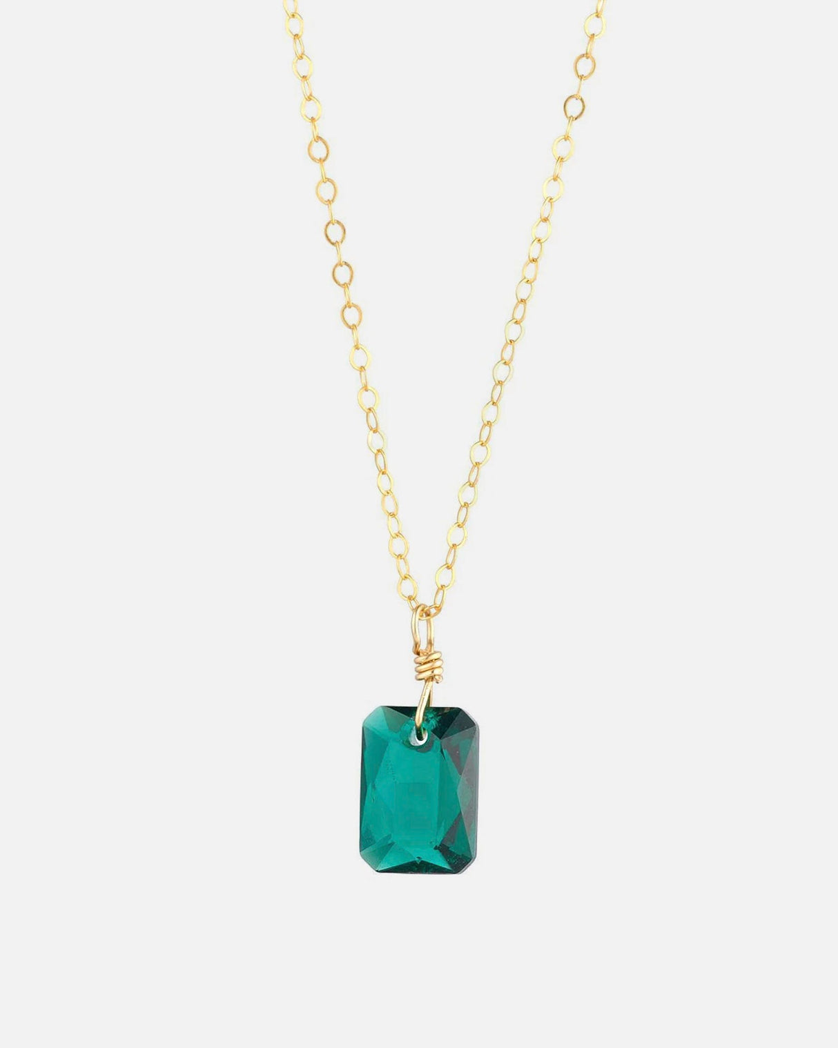 Gold-Filled-&-Emerald-Green-Crystal-Pendant-Necklace