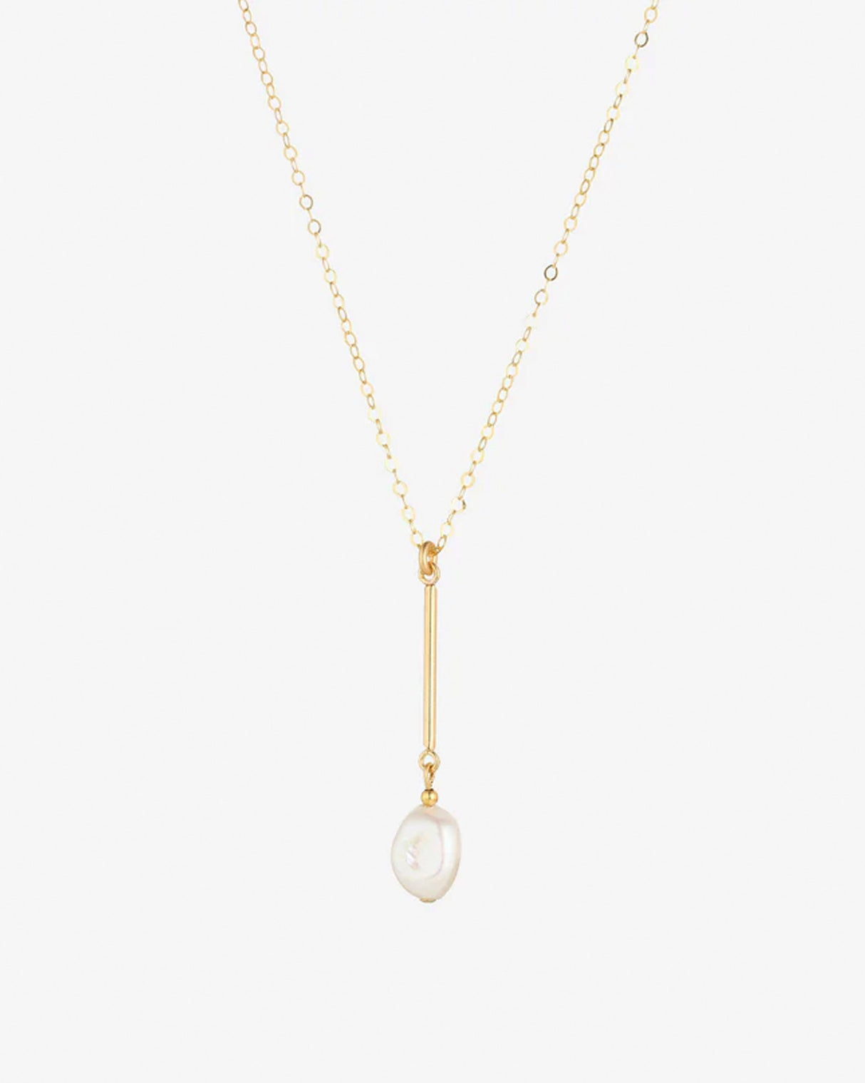 Baroque Pearl Gold Filled Bar Pendant