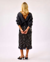 Grey Sequin Midi Skirt