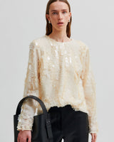 Cream-Glimmer-Sequin-Long-Sleeve-Blouse