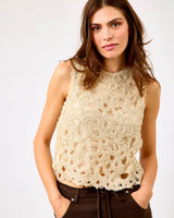 Cream-Gleam-Textured-Sleeveless-Top