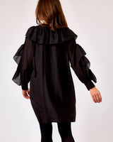 Black Dream Diagonal Ruffle Dress