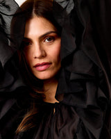Black Dream Diagonal Ruffle Dress