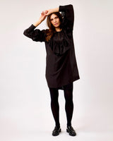 Black Dream Diagonal Ruffle Dress