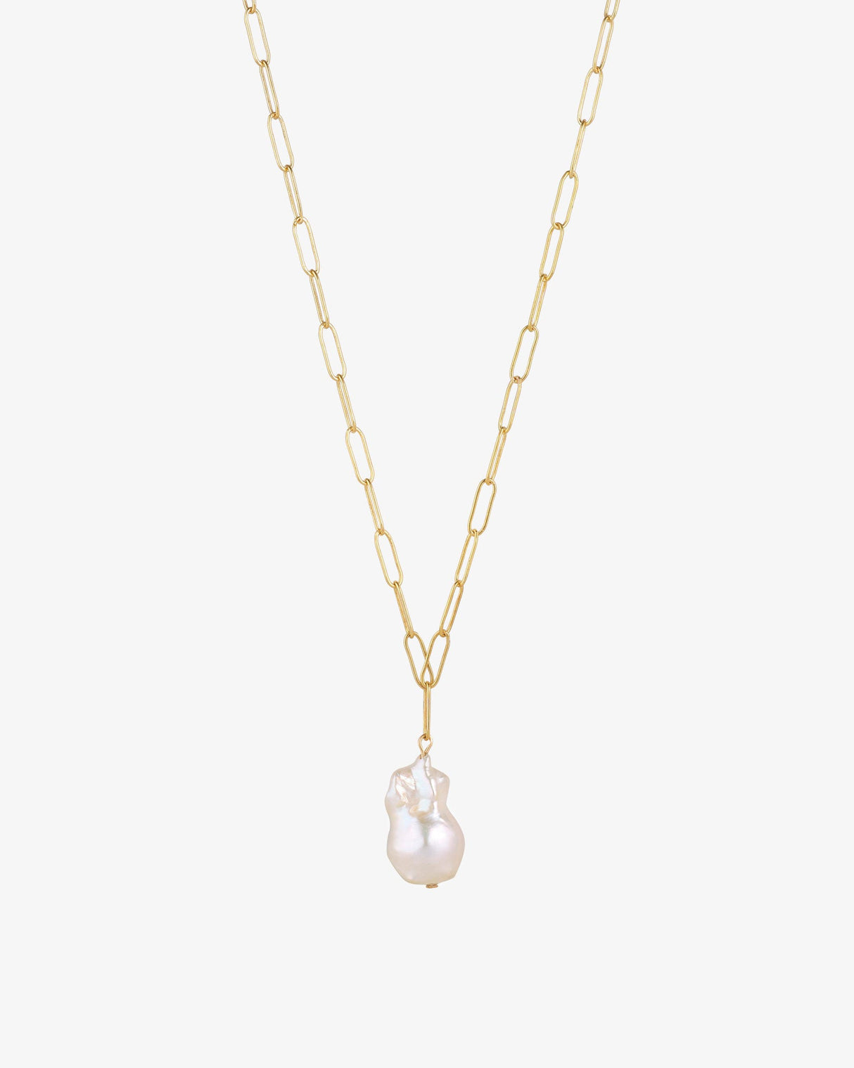 Gold-Filled-Paperclip-Chain-Large-Baroque-Pearl-Pendant-Necklace