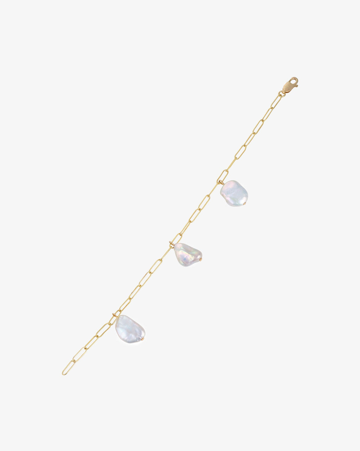 Gold-Filled-Paperclip-Chain-Flat-Baroque-Pearls-Bracelet