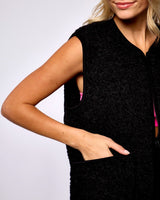 Black Textured Sheep Wool Pepitko Vest