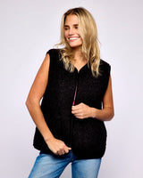 Black Textured Sheep Wool Pepitko Vest