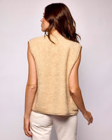 Beige Textured Sheep Wool Pepitko Vest