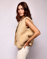 Beige Textured Sheep Wool Pepitko Vest
