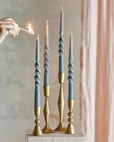 Grey Hand Twisted Taper Candles - Set of 4