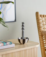 Black & White Eja Stoneware Taper Candle Holder
