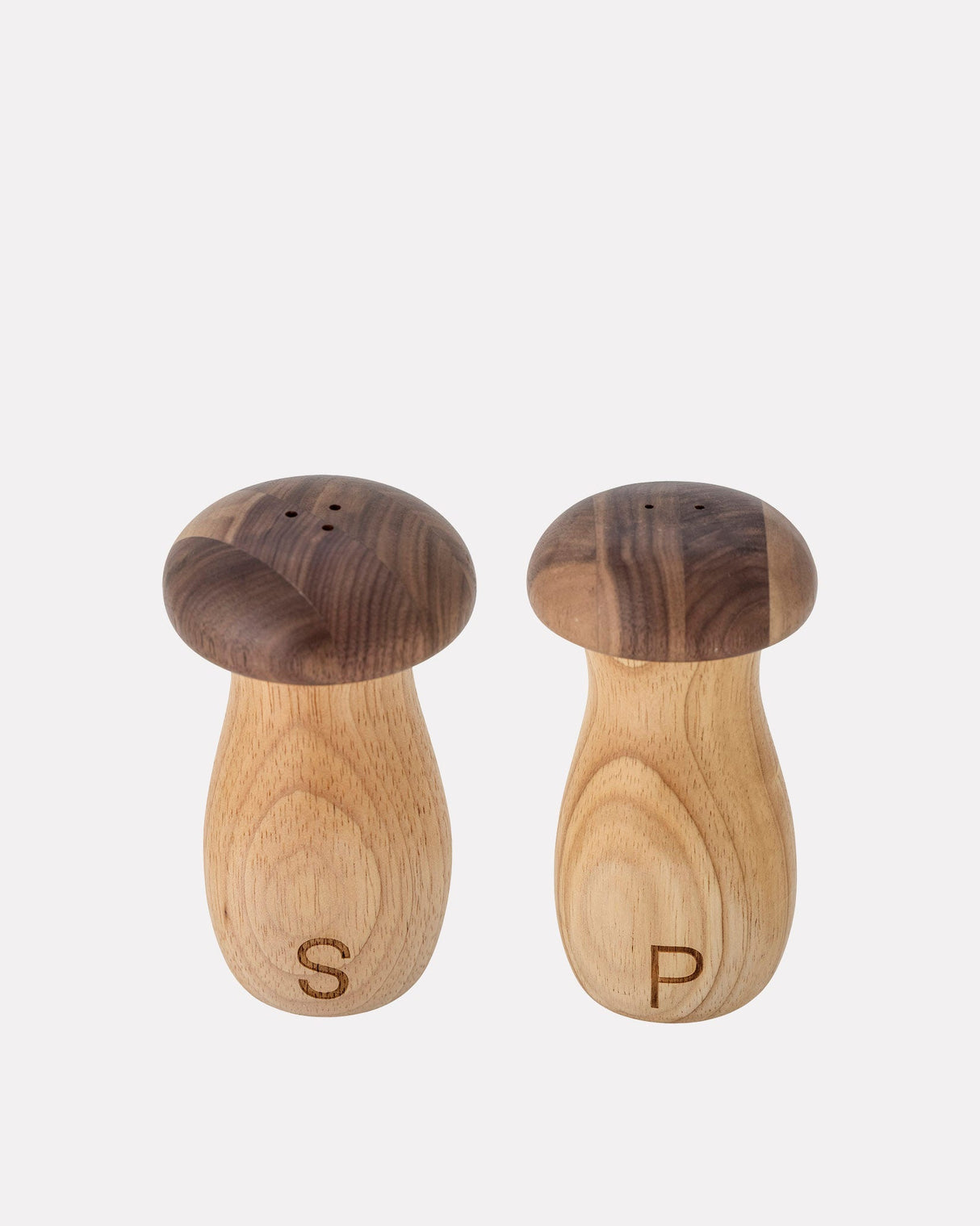 Rubberwood-Walnut-Mushroom-Salt-Pepper-Shaker-Set