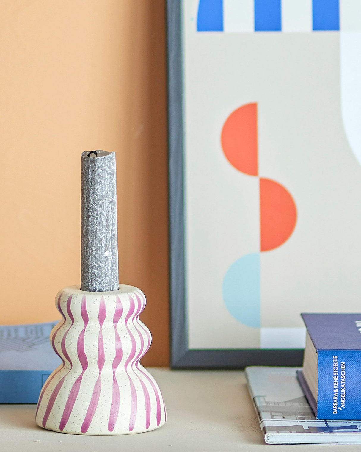 Purple Gabin Stoneware Taper Candle Holder