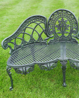 Aged Green Finish Ornate Aluminium Bench
