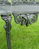 Aged Green Finish Ornate Aluminium Bench