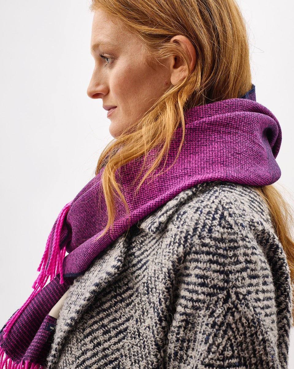 Neon Pink Nine Weaves Of Wicklow Wide Merino Scarf