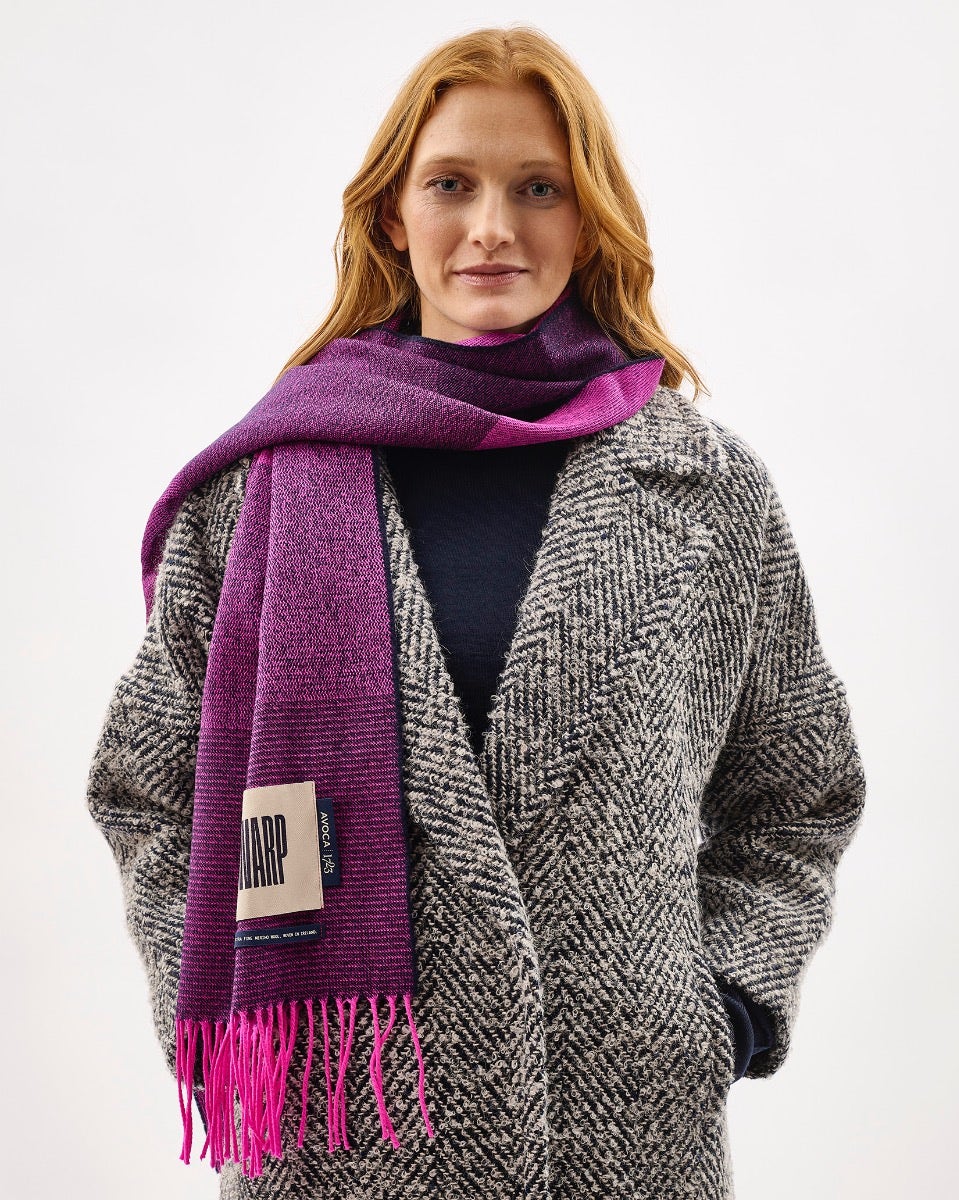 Neon Pink Nine Weaves Of Wicklow Wide Merino Scarf