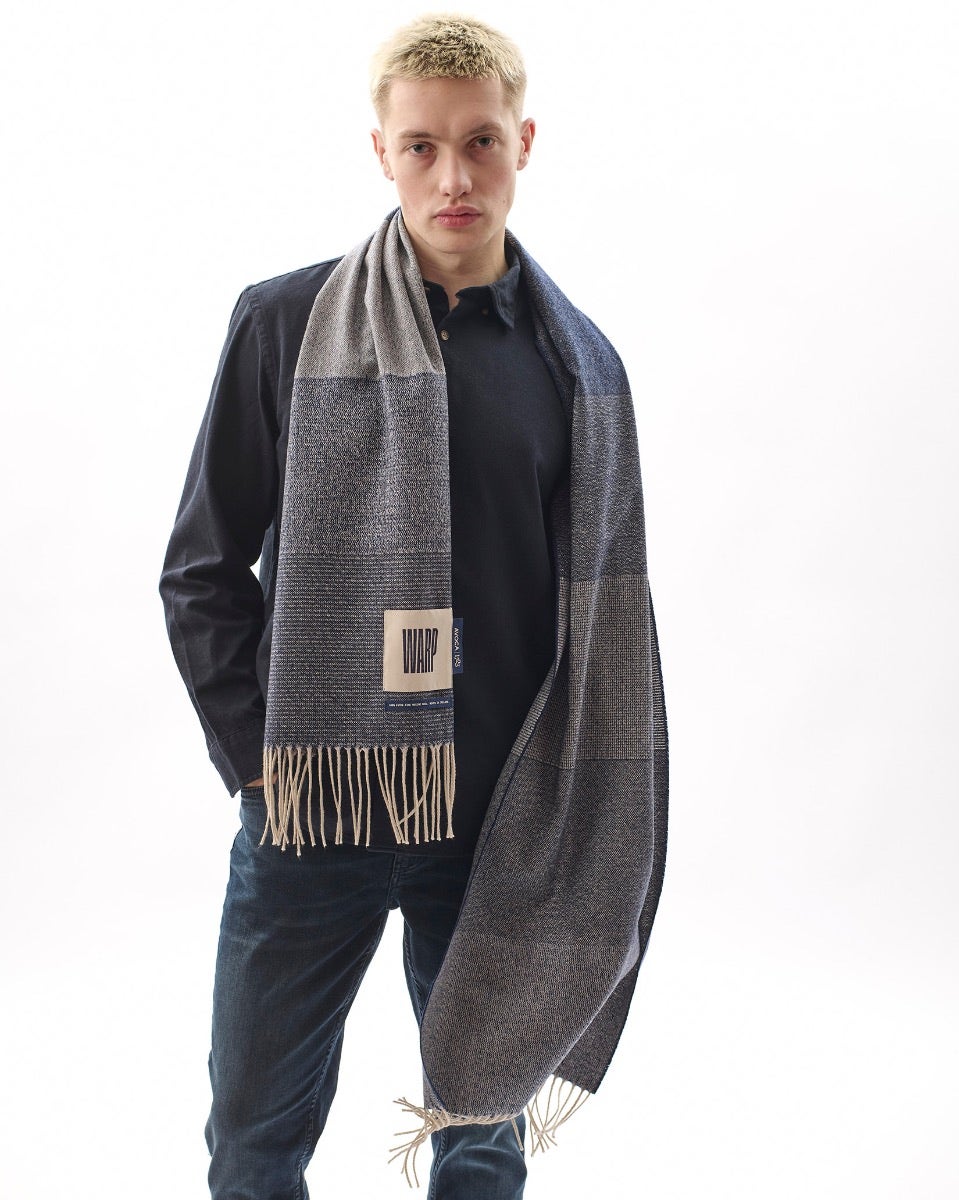 Navy Nine Weaves Of Wicklow Wide Merino Scarf