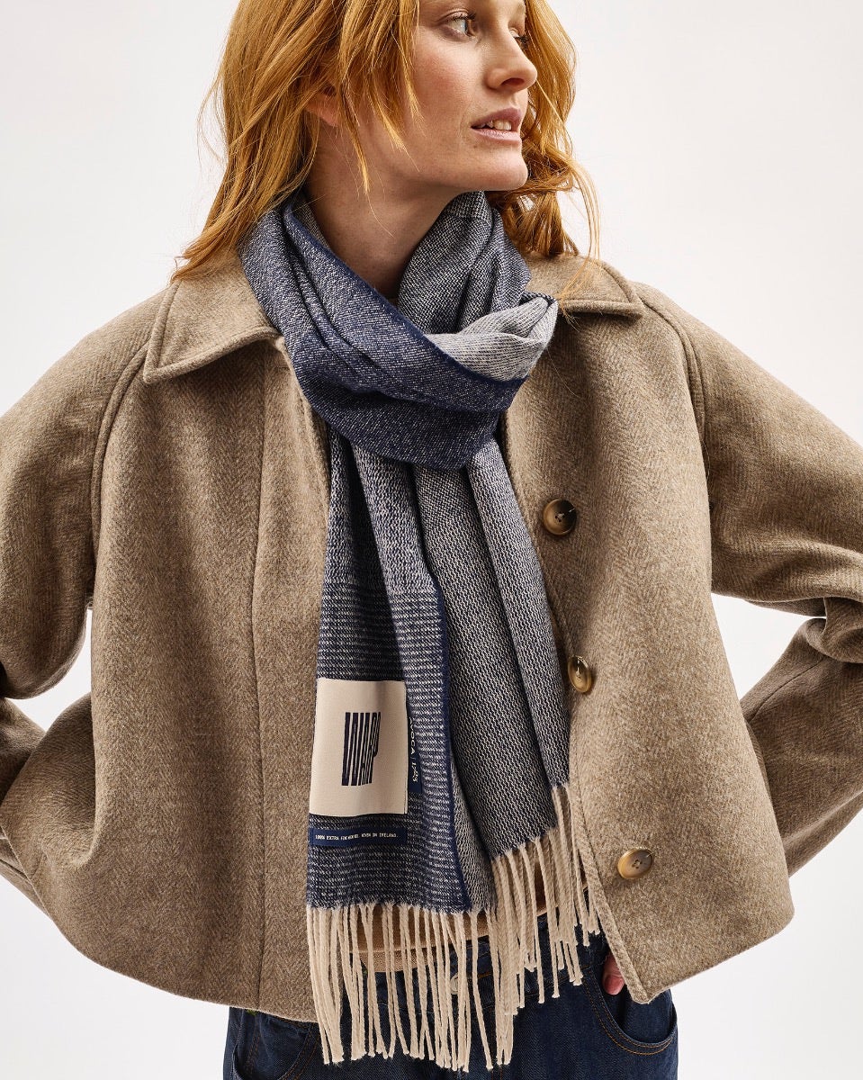 Navy Nine Weaves Of Wicklow Wide Merino Scarf