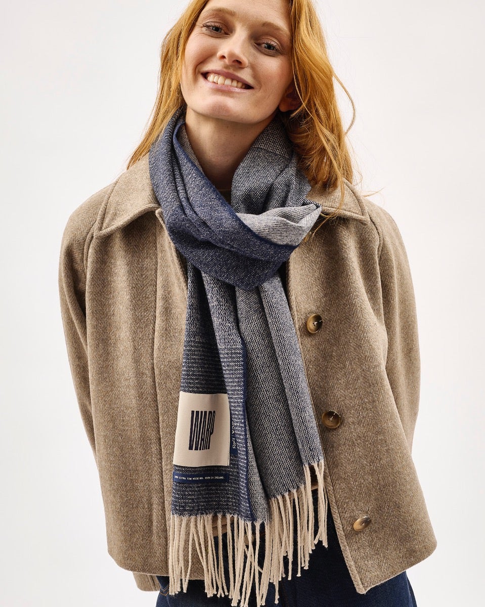 Navy Nine Weaves Of Wicklow Wide Merino Scarf