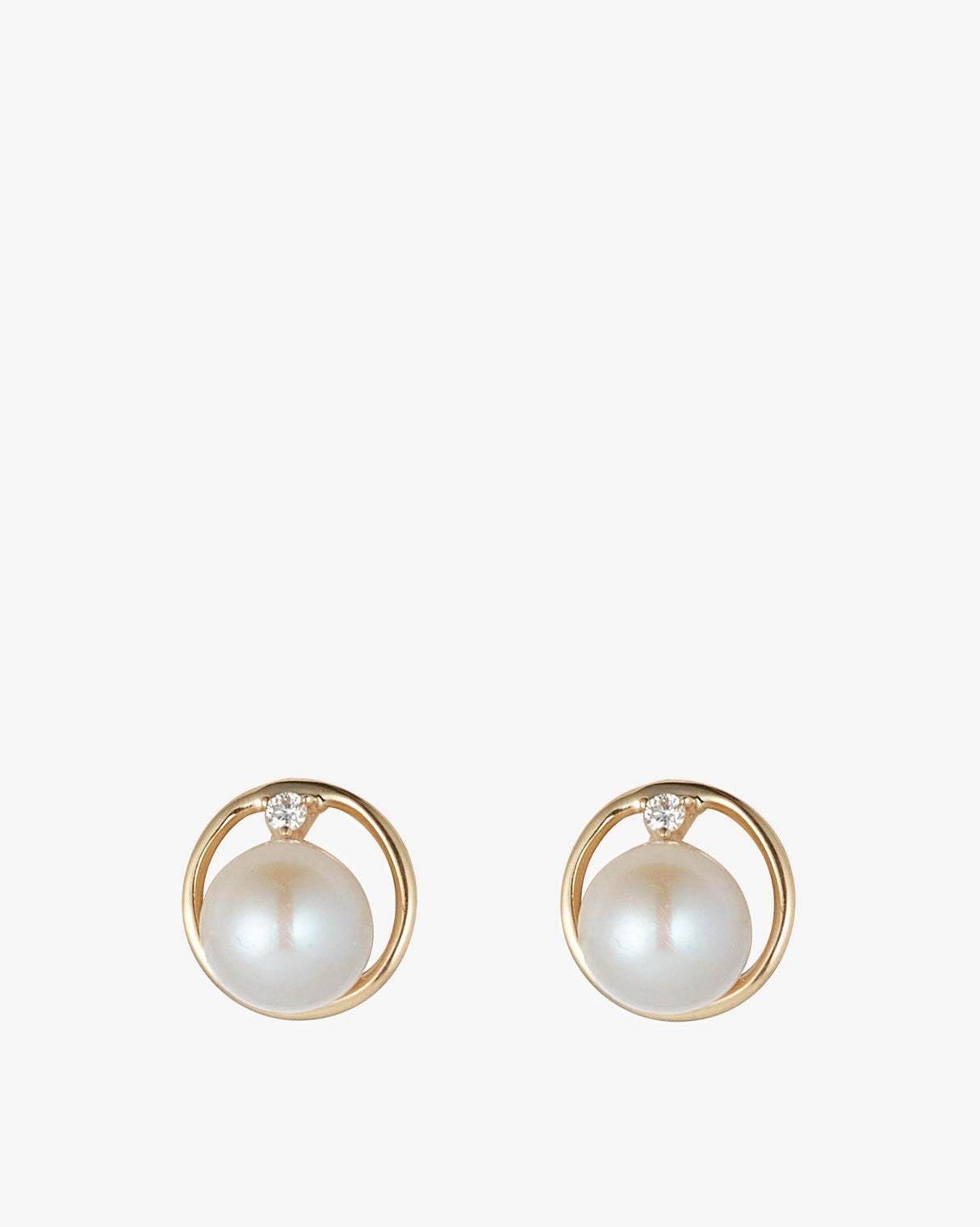 9kt-Gold-Pearl-Diamond-Circle-Stud-Earrings