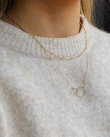 9kt Gold Double Circle Pendant Necklace