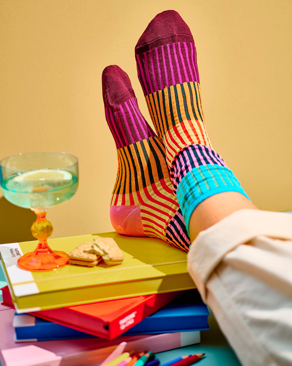 Multicolour Block Stripe Ankle Socks