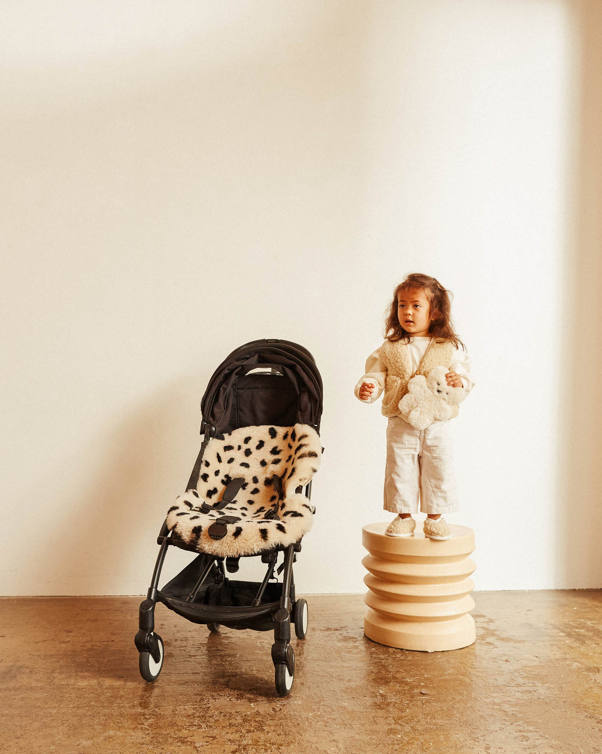 Leopard Binibamba Sheepskin Snuggler Buggy Liner