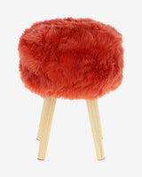 Burnt Orange Sheepskin & Pinewood Stool