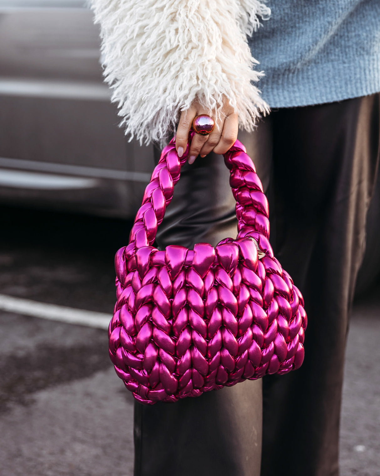 Hot Pink Woven Candy Bag