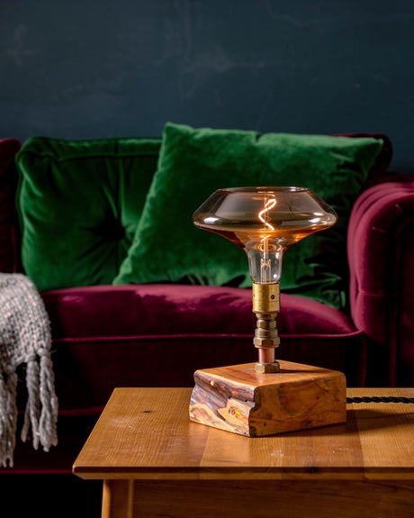 Ancient Irish Yew Wood Forager Table Lamp