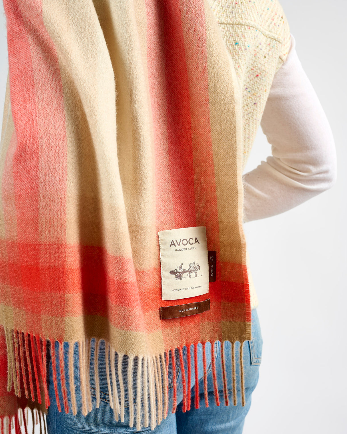 Orange & Beige Gradient 100% Cashmere Scarf