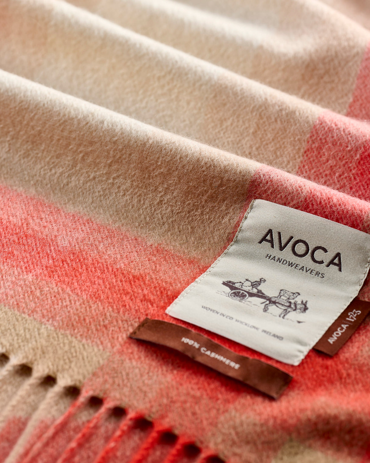 Orange & Beige Gradient 100% Cashmere Scarf