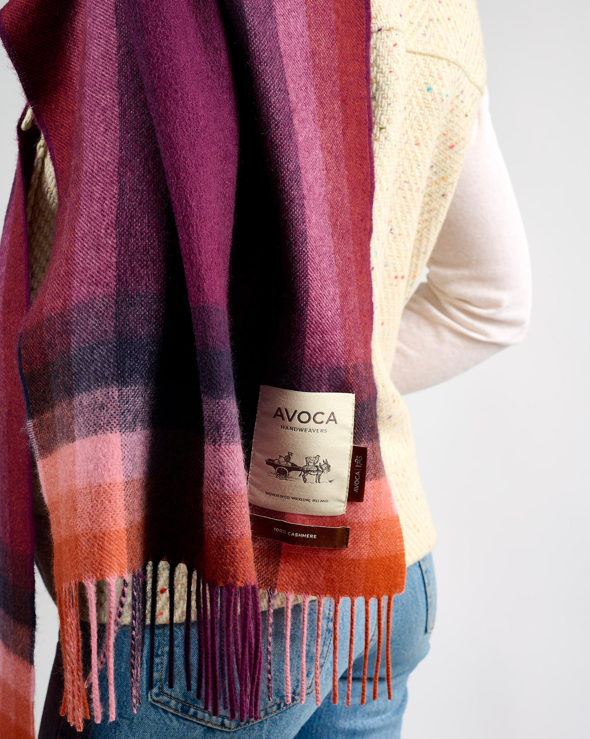 Plum & Strawberry Gradient 100% Cashmere Scarf