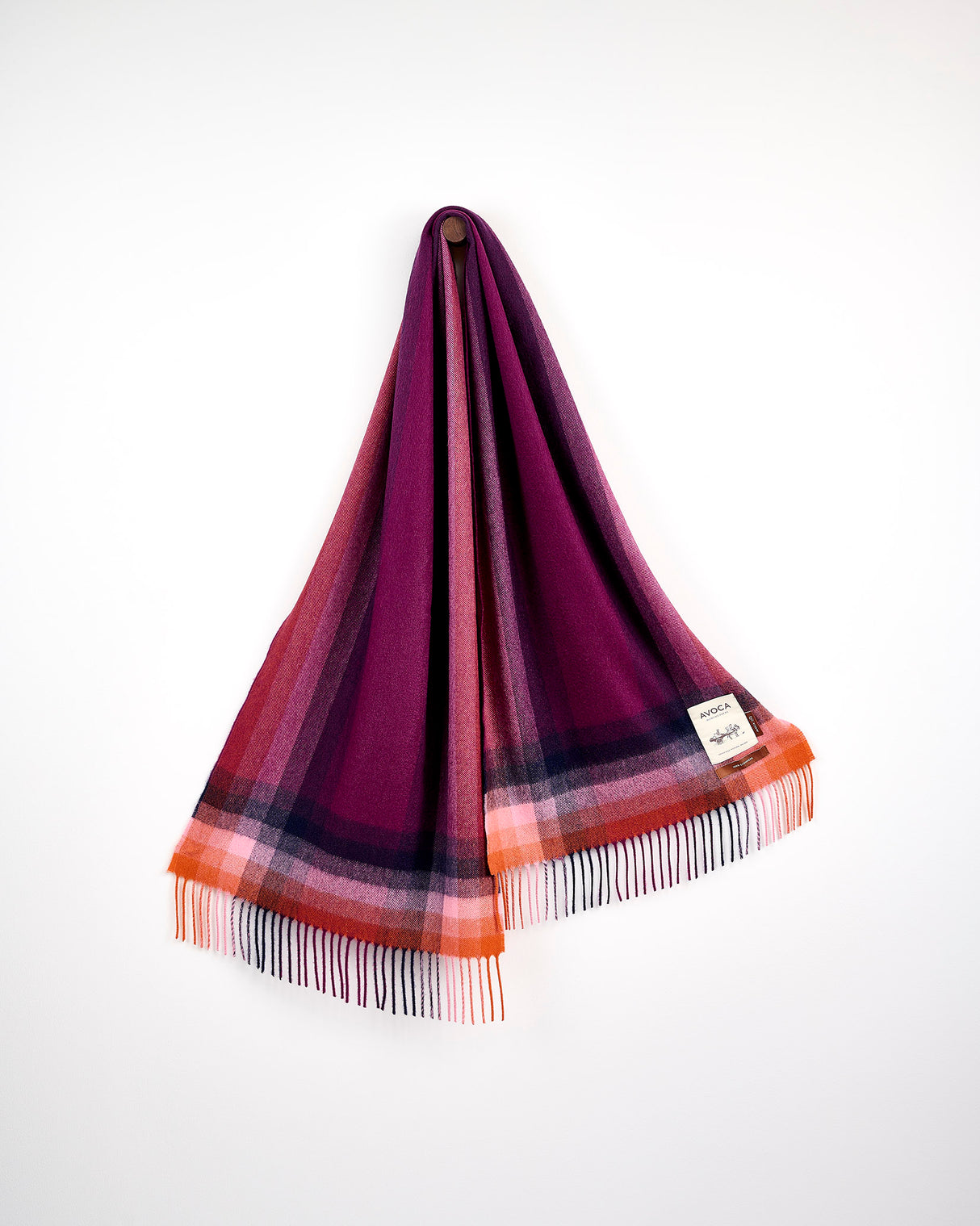 Plum & Strawberry Gradient 100% Cashmere Scarf