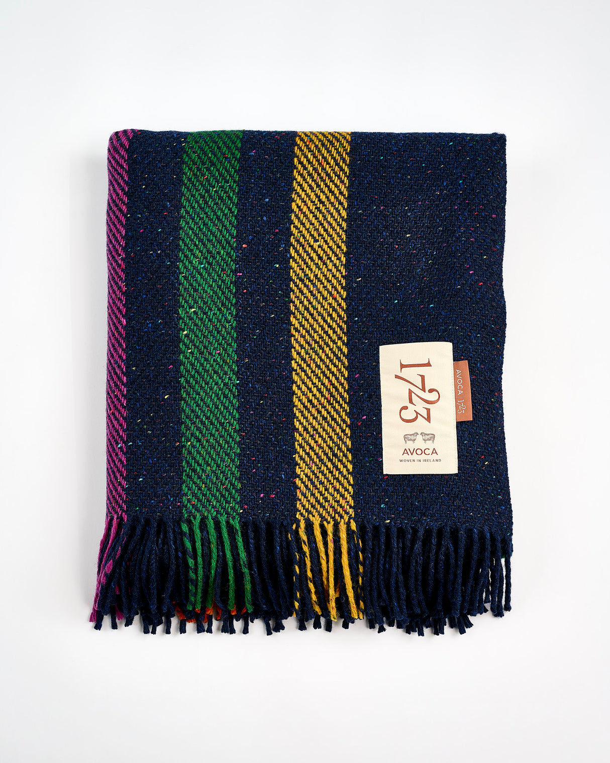 Navy Vertical Stripe Dapple Heavy Donegal Throw